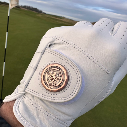 Official Scottish FA White Leather Golf Glove & Metal Ball Marker